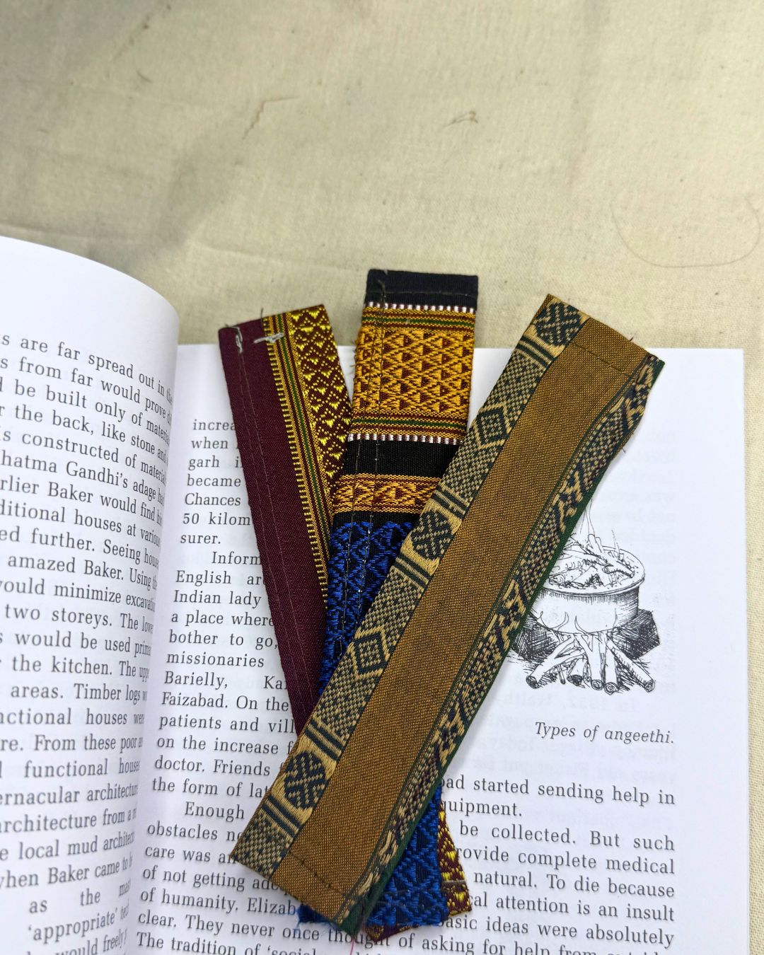 Handcrafted Fabric Bookmarks (Pack of 2) | Eco-Friendly Bookmarks by Aiwaj