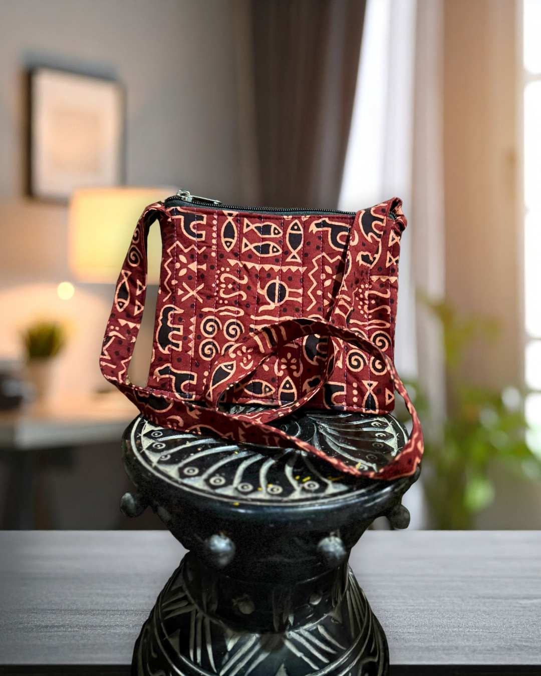 Handcrafted Fabric Sling Bag | Eco-Friendly Everyday Sling Bag by Aiwaj