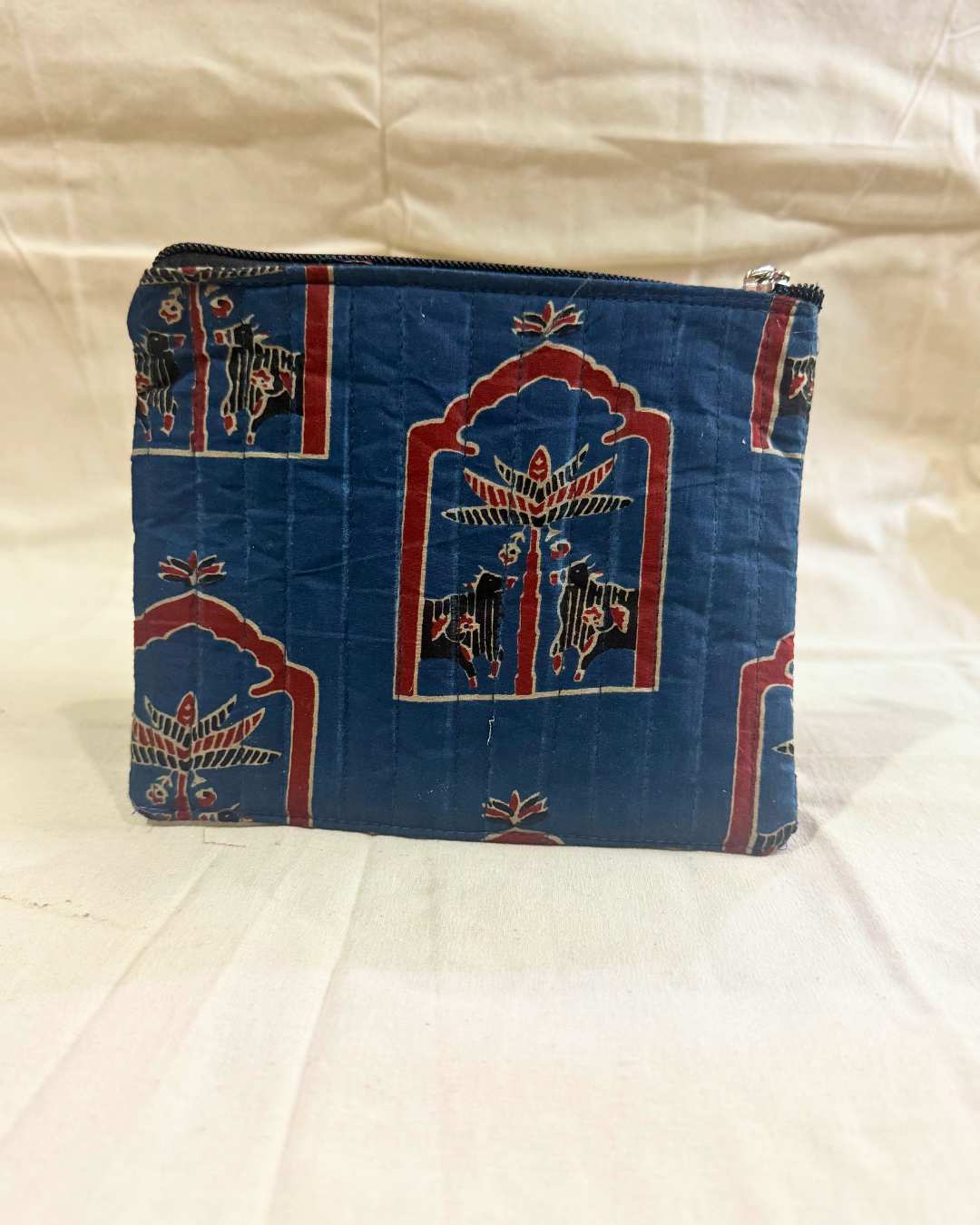 Handcrafted Rich Blue Fabric Handbag | Elegant Eco-Friendly Handbag by Aiwaj