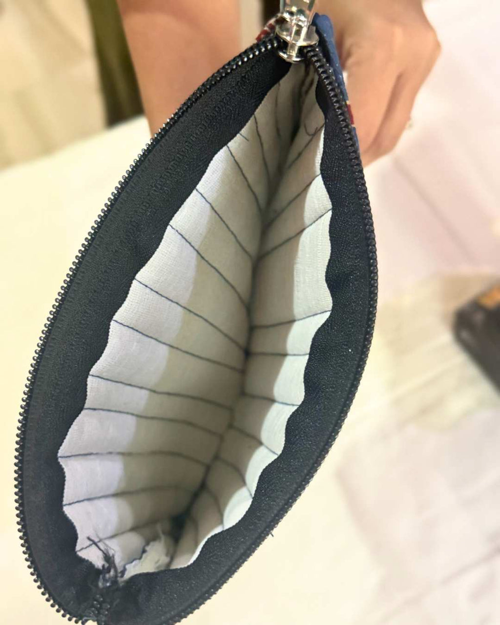 Handcrafted Rich Blue Fabric Handbag | Elegant Eco-Friendly Handbag by Aiwaj