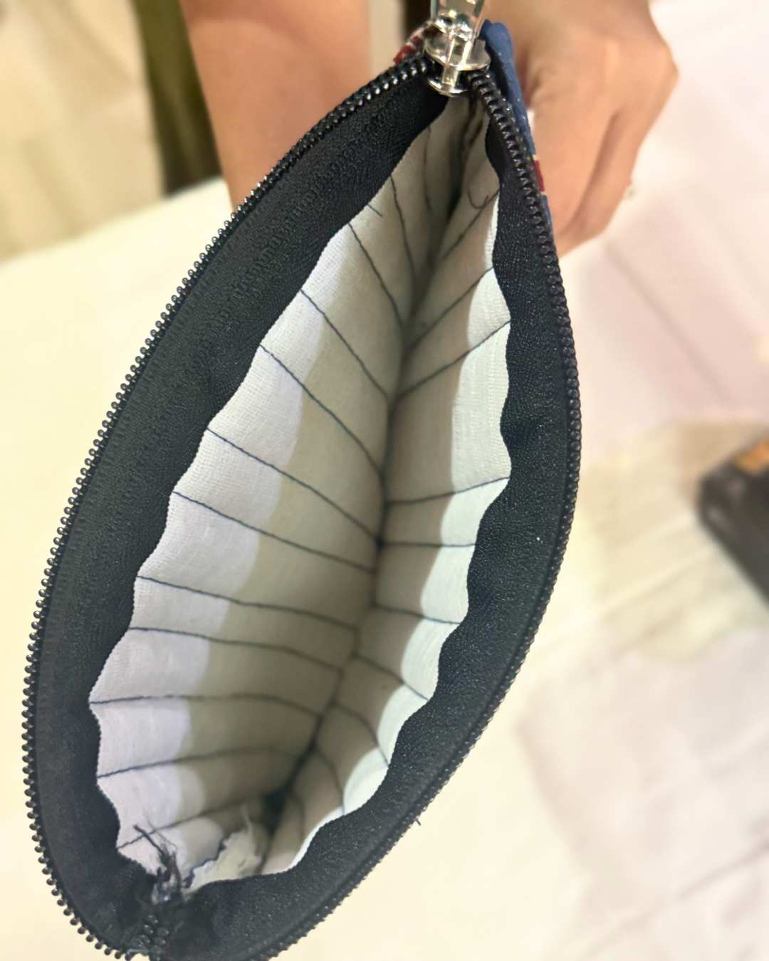 Handcrafted Rich Blue Fabric Handbag | Elegant Eco-Friendly Handbag by Aiwaj