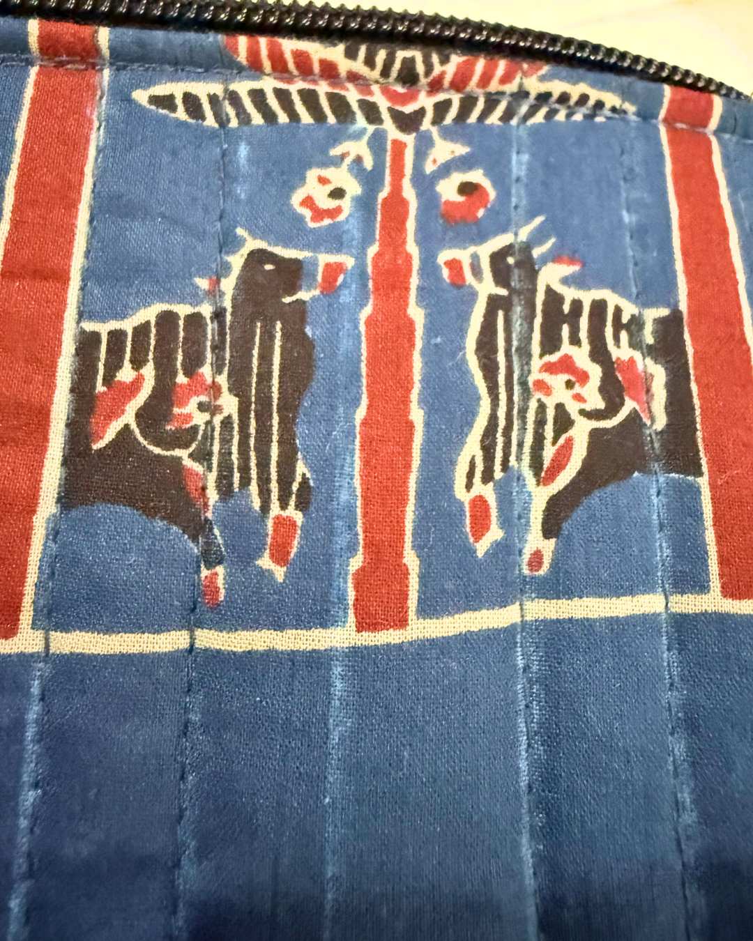 Handcrafted Rich Blue Fabric Handbag | Elegant Eco-Friendly Handbag by Aiwaj